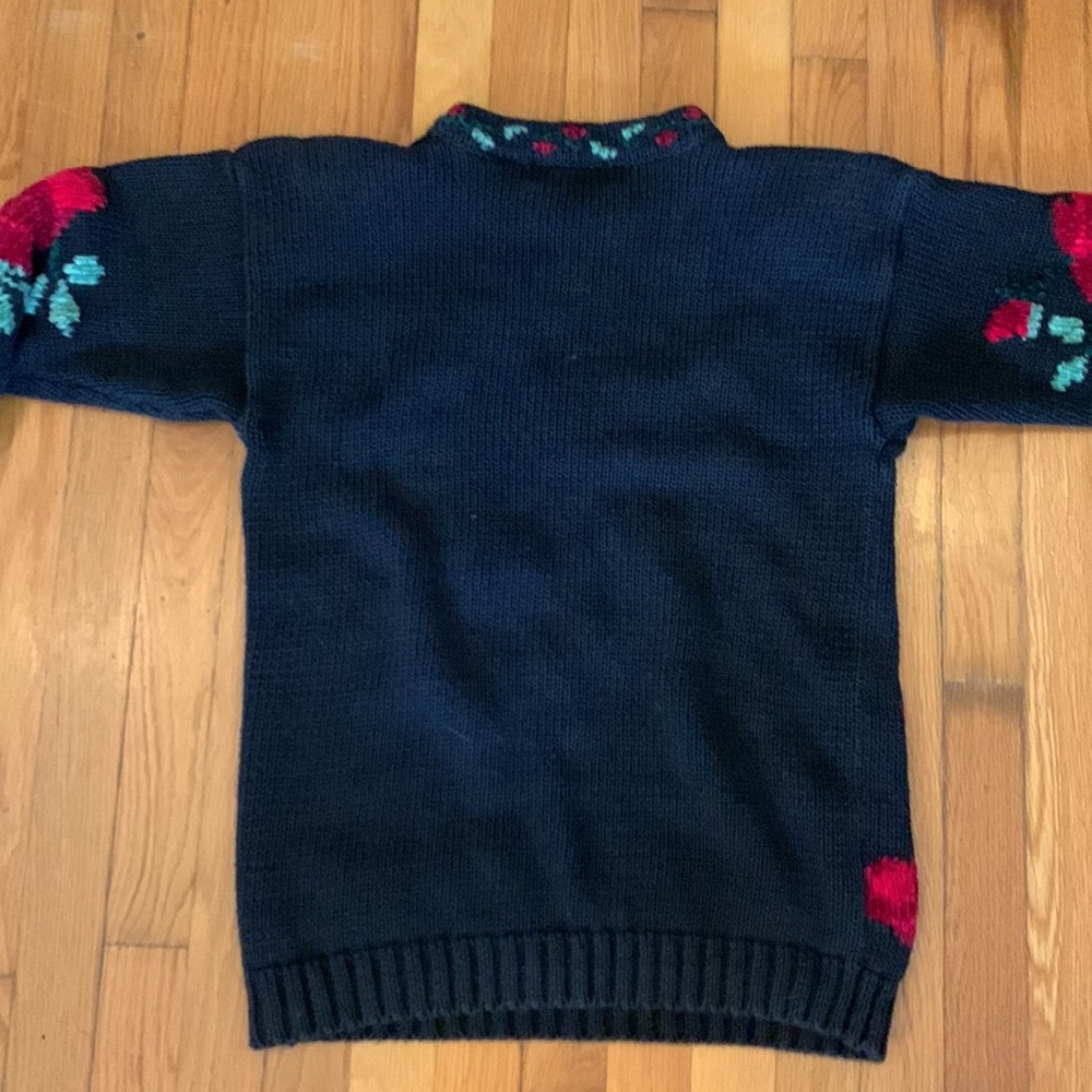 80’s ROSES FLORAL SWEATER CHENILLE - Picture 10 of 14